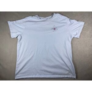 Levis Mens XXL Light Blue Embroidered Smiley Daisy Flower Cotton T-Shirt Graphic